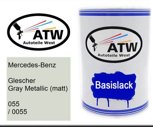 Mercedes-Benz, Glescher Gray Metallic (matt), 055 / 0055: 500ml Lackdose, von ATW Autoteile West.